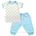 high quality custom -make yellow round dot stripe pure color 2 piece baby clothing store